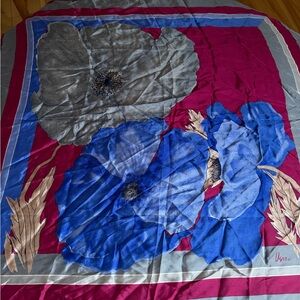 Vintage scarf- Blue and Gray Floral Scarf